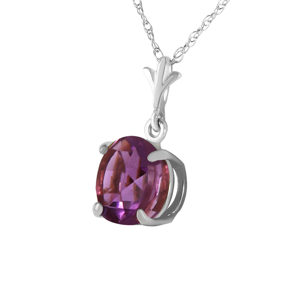 14K. SOLID GOLD NECKLACE WITH NATURAL AMETHYST (White Gold) - Picture 3 of 3